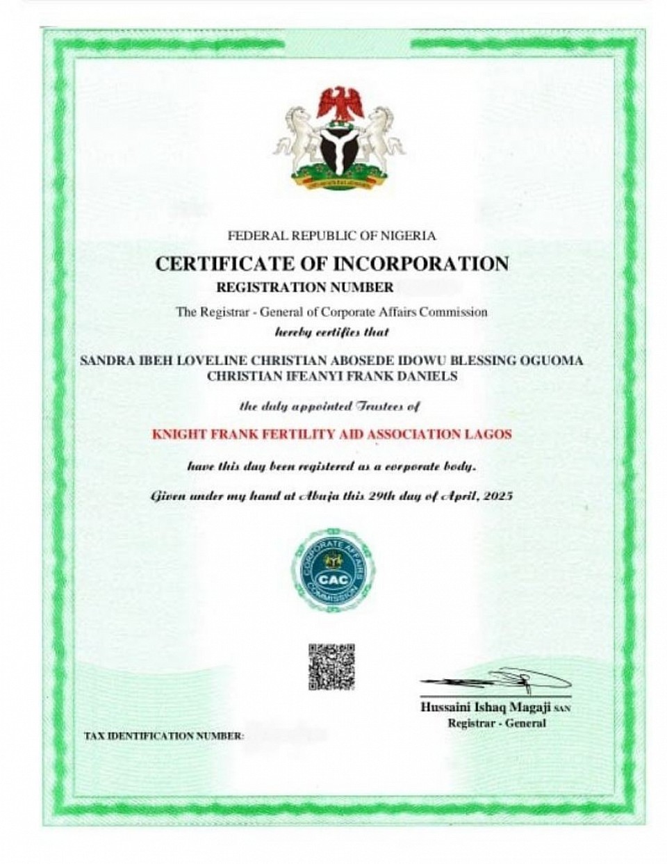 ASAN's / KFFAAL C.A.C REG