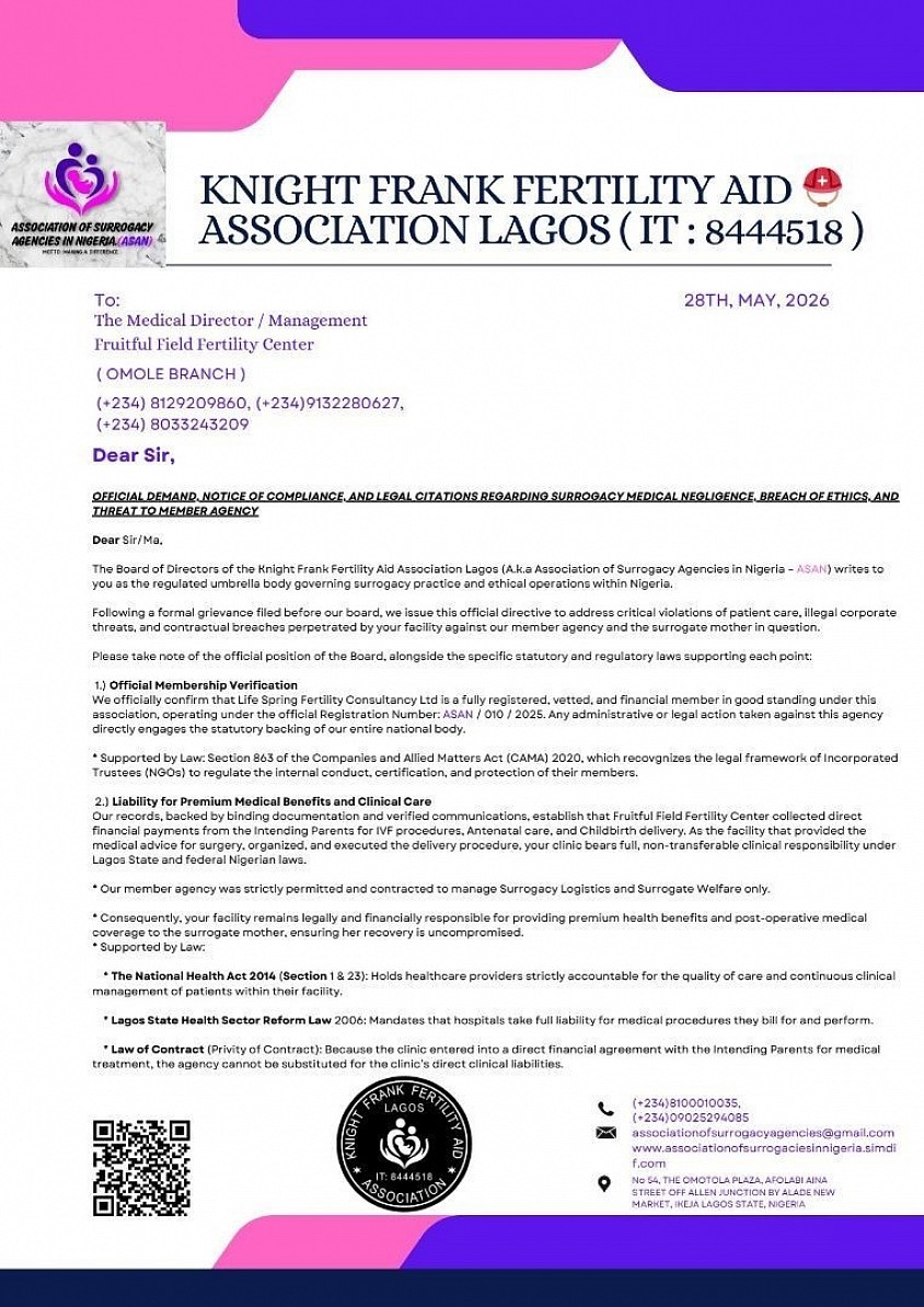 KFFAAL / ASAN CASE / WON In Favour  Of KFFAAL Registered SURROGACY FIRM & SURROGATE  SOLVED